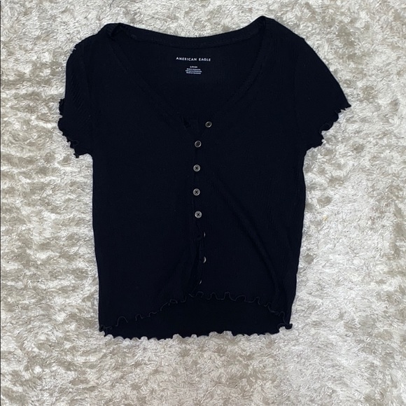 AMERICAN EAGLE BLACK RIBBED SHIRT!!!!!!!!!! - Picture 1 of 2